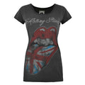 Front - Amplified Damen The Rolling Stones T-Shirt mit Zunge im Union-Jack-Design