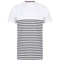 Marineblau-Weiß - Front - Front Row Unisex Breton T-Shirt mit Streifen