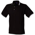 Front - Henbury Herren Polo-Shirt, mit Streifen am Kragen und den Ärmeln