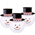 Front - Schneemann - Laterne, Papier, weihnachtliches Design 3er-Pack