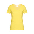 Gelb - Front - Stedman Damen Classic T-Shirt mit V-Ausschnitt