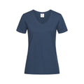 Marineblau - Front - Stedman Damen Classic T-Shirt mit V-Ausschnitt