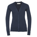 Marineblau - Front - Russell Collection Damen Strickjacke mit V-Ausschnitt