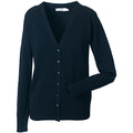 Marineblau - Side - Russell Collection Damen Strickjacke mit V-Ausschnitt