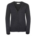 Anthrazit meliert - Front - Russell Collection Damen Strickjacke mit V-Ausschnitt