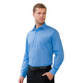 Blau - Side - Russell Collection Herren Langarm Hemd