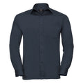 Marineblau - Front - Russell Collection Herren Langarm Hemd