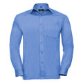Blau - Front - Russell Collection Herren Langarm Hemd