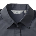 Schwarz - Close up - Russell Collection Poplin Bluse, Kurzarm, pflegeleicht