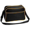 Schwarz-Gold - Front - Bagbase Retro Schultertasche mit verstellbarem Riemen, 18 Liter