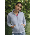 Grau meliert - Side - Fruit Of The Loom Damen Lady-Fit Fleece-Sweatshirt-Jacke