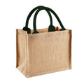 Natur- Grün - Front - Westford Mill Jute-Tasche - Jute-Mini-Geschenktasche, 6 Liter