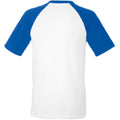 Weiß-Royal - Back - Fruit Of The Loom Herren Baseball T-Shirt, kurzärmlig