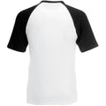 Weiß-Schwarz - Back - Fruit Of The Loom Herren Baseball T-Shirt, kurzärmlig