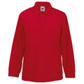 Rot - Back - Fruit of the Loom Kinder Polo Shirt, Langarm