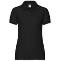 Schwarz - Front - Fruit Of The Loom Damen 65-35 Poloshirt, Kurzarm