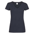 Mitternacht Blau - Front - Damen Value Fitted V-Ausschnitt Kurzarm T-Shirt
