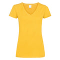 Gold - Front - Damen Value Fitted V-Ausschnitt Kurzarm T-Shirt