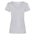 Grau meliert - Front - Damen Value Fitted V-Ausschnitt Kurzarm T-Shirt