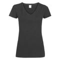 Schwarz - Front - Damen Value Fitted V-Ausschnitt Kurzarm T-Shirt