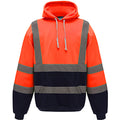 Hi Vis Orange-Admiral Blau - Front - Yoko Herren Hi Vis Reflektor Kapuzenpullover