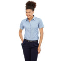 Oxford Blau - Back - Fruit Of The Loom Lady-Fit Oxford Bluse, Kurzarm