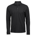 Schwarz - Front - Tee Jays Herren Stretch-Poloshirt, langärmlig