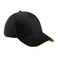 Schwarz-Lime Grün - Front - Beechfield Unisex Athleisure Baseball Kappe Baumwolle (2 Stück-Packung)