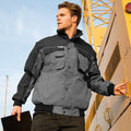 Grau-Schwarz - Back - Result Herren Arbeitsjacke mit Reißverschlüssen am Ärmel, wasserabweisend, winddicht