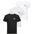 Weiß-Schwarz-Grau - Front - Henleys - "Triphen" T-Shirt für Herren(3er-Pack)