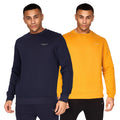 Marineblau-Senf - Front - Crosshatch - "Traymax" Sweatshirt Rundhalsausschnitt für Herren (2er-Pack)