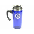 Blau-Silberfarben - Front - Chelsea FC offizieller Fußball-Reisebecher