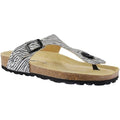 Schwarz-Weiß - Front - Sanosan - Damen Flipflops "Geneve Africa", Leder