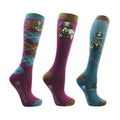 Kaiserliches Lila-Wasserblau - Front - Thelwell - "Pony Friends" Socken für Herren-Damen Unisex