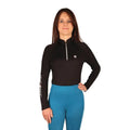 Schwarz - Front - HYCONIC - Base Layer Oberteil mit kurzem Reißverschluss für Damen