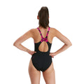 Schwarz-Pink - Back - Speedo - "Boom Muscleback" Badeanzug für Damen