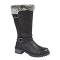 Schwarz - Front - Cipriata - Damen Wadenhohe Stiefel, PU