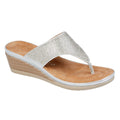 Silber - Front - Cipriata - Damen Sandalen mit Keilabsatz "Sandra", Glitzer, Strassbesatz