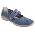 Blau - Front - Boulevard Damen Sommer Leder-Schuhe mit Lochmuster