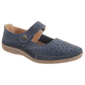 Marineblau - Front - Boulevard Damen Sommer Mary-Jane-Schuhe mit Lochmuster und Klettverschluss, weite Passform