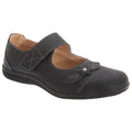 Schwarz - Front - Boulevard Damen Sommer Mary-Jane-Schuhe mit Klettverschluss, weite Passform