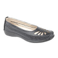 Schwarz - Front - Boulevard Damen Ballerinas - Schuhe mit Lochmuster