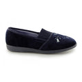 Marineblau - Back - Sleepers Inez Damen Hausschuhe - Pantoffeln mit Blumen-Stickerei