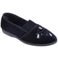 Marineblau - Front - Sleepers Inez Damen Hausschuhe - Pantoffeln mit Blumen-Stickerei