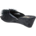 Schwarz - Lifestyle - Sleepers Anne Damen Hausschuhe - Pantoffeln mit Schmuckstein, flauschigem Bommel und Absatz