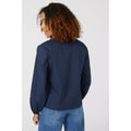 Marineblau - Back - Maine - Hemd Opa-Kragen für Damen Ballonärmel