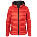 Feuerrot-Schwarz - Front - James and Nicholson Damen Daunenjacke mit Kapuze