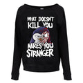 Schwarz-Weiß - Front - Psycho Penguin - "What Doesn´t Kill You" Sweatshirt für Damen