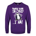 Violett - Front - Psycho Penguin - "People Think I´m Crazy" Sweatshirt für Herren