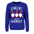 Königsblau - Front - Pop Factory - "Chillin´ With My Gnomies" Sweatshirt für Damen - weihnachtliches Design